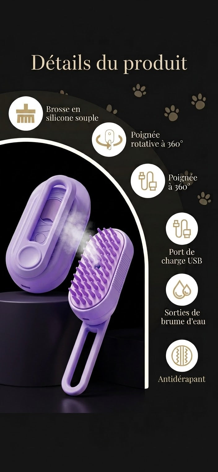 Brosse Vapeur Anti-Poils & Soin Massant